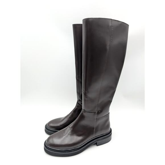 Allsaints Milo Leather Knee High Boots Women's Bordeaux Red Size US9 EU39 - Picture 1 of 16